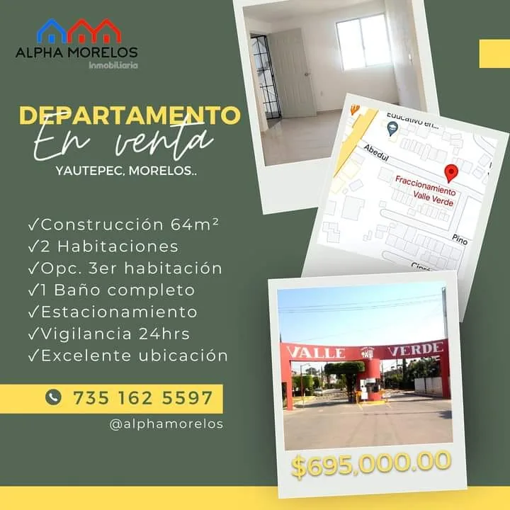 Departamento en renta Yautepec Morelos